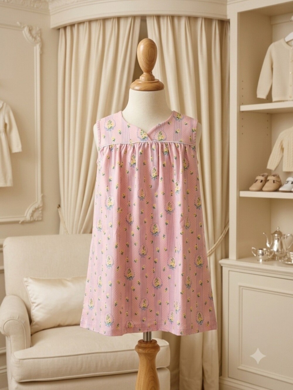 The Beaufort Bonnet Company Size 6 Pink & Blue Sleeveless Sweetheart Neckline